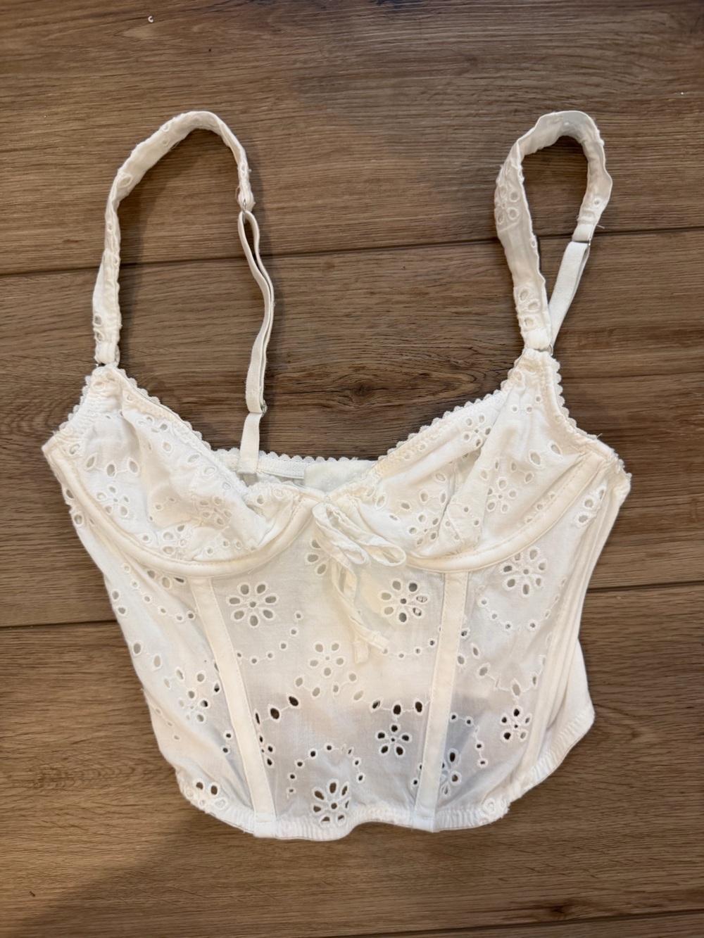 Primark White Eyelet Lace Corset Bralette